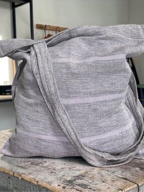 Everyday Purple Gray Knit Tote Bag with Shoulder Strap!